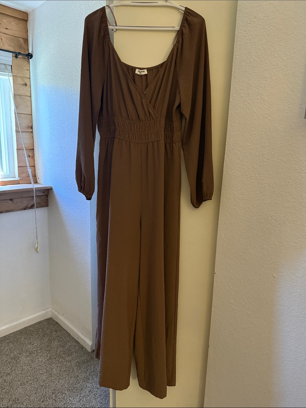 mittoshop Chocolate Brown Long-Sleeve V-Neck Maxi Dress